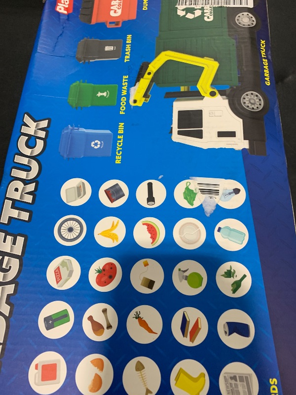 Photo 1 of JOYIN Large Friction Powered Garbage Truck Toy Set, Includes Dumpster, Trash Bins, and Learning Cards for Kids, Boy Toys Birthday Gift for Boys Girls Kids Toddler