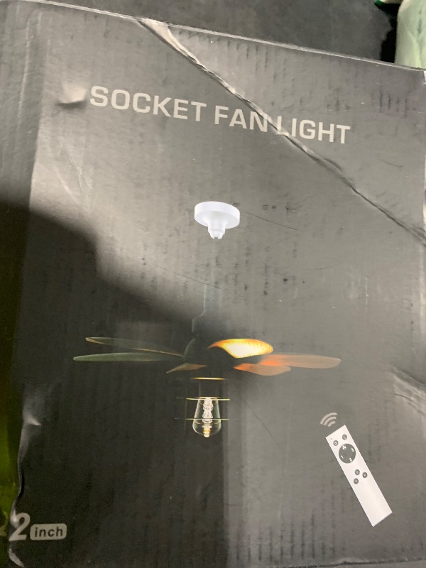 Photo 1 of Garwarm 20IN Ceiling Fans with Lights, Socket Fan Light with Remote, Screw in Ceiling Fan in Light Socket Small Ceiling Fan for Garage,Bedroom, Kitchen, Living Room(Bulb not Included)