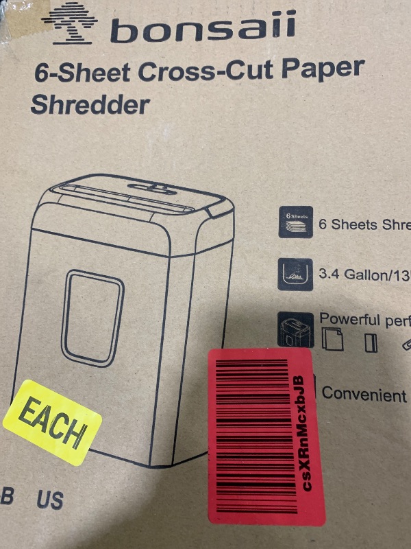 Photo 1 of Bonsaii Paper Shredder for Home Use, 3.4 Gal Wastebasket, 6 Sheet Crosscut Paper Credit Cards, Staples, and Clips Shredder for Home Office Use, Portable Handle Design (C237-B New Version)
