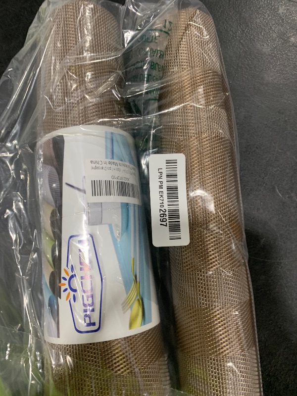 Photo 1 of PIGCHCY Placemats with Matching Table Runner,Heat Resistant Vinyl Woven Washable Table mats Sets (6 Placemats+1 Table Runner,Champagne)