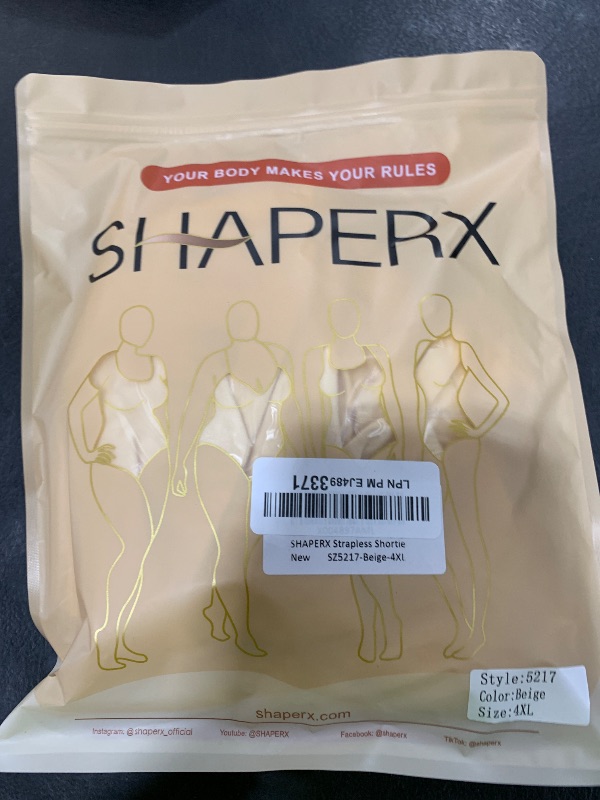 Photo 1 of SHAPERX Strapless Shortie Bodysuit for Women Tummy Control Shapewear Seamless Sculpt Body Shaper with Removable Straps,SZ5217-Beige-4XL