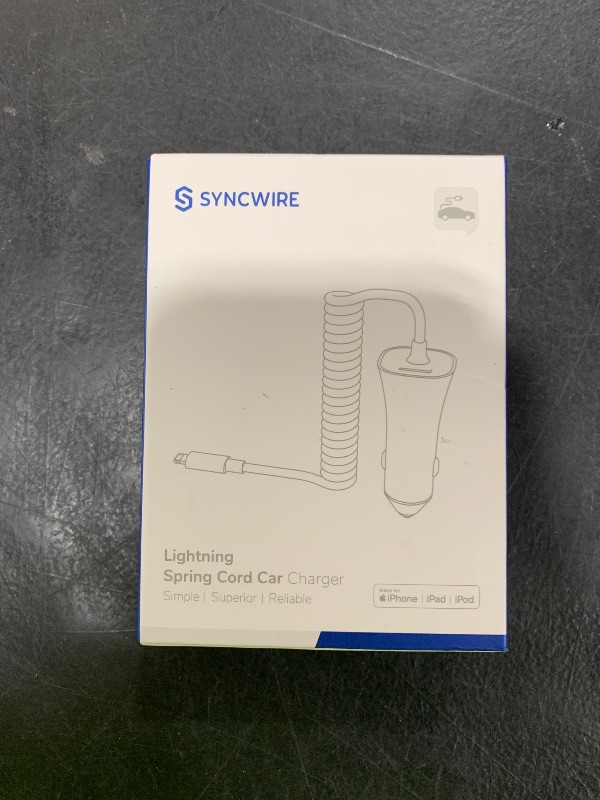 Photo 1 of [Apple MFi Certified] Syncwire iPhone Car Charger 32W Super Fast Car Charger iPhone Cigarette Lighter USB Car Adapter with Build-in 6.5FT Lightning Cable Coiled for Apple iPhone 14/13/12/11/Max, iPad