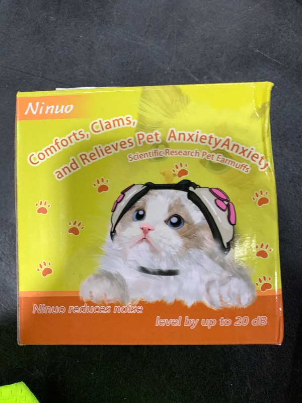 Photo 1 of Calming Earmuffs for Cats and Small Dogs - for Anxiety Relief - Noise Canceling for Fireworks, Thunderstorms, Pet Grooming & Force Drying - Dog Ear Muffs Noise Protection (White, Medium)