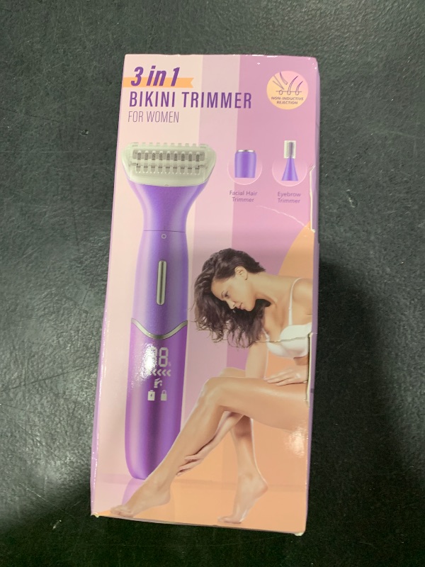 Photo 1 of Bikini Trimmer for Women, 3 in 1 Painless Electric Razors for Women, Replaceable Lady Facial Razor & Eyebrow Trimmer, Rechargeable Women's Grooming Kit
