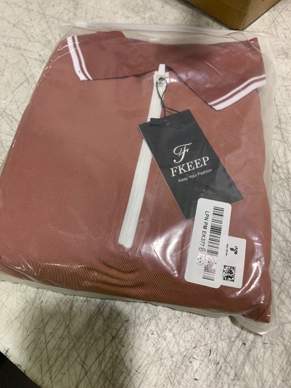 Photo 1 of FKEEP Women's Tennis Golf Dress Sport Activewear Workout Athletic Zipper V-Neck with Shorts and Pocket (Brown, S)