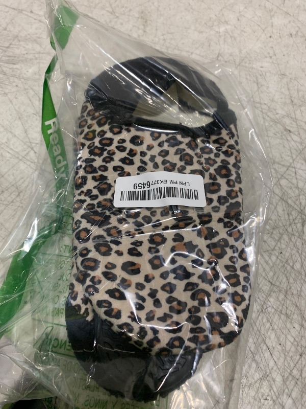 Photo 1 of Scurtain Unisex Slippers - Men & Women's Leopard Print Non-Slip House Shoes - Artificial Woolen Socks - Size 7.5-8