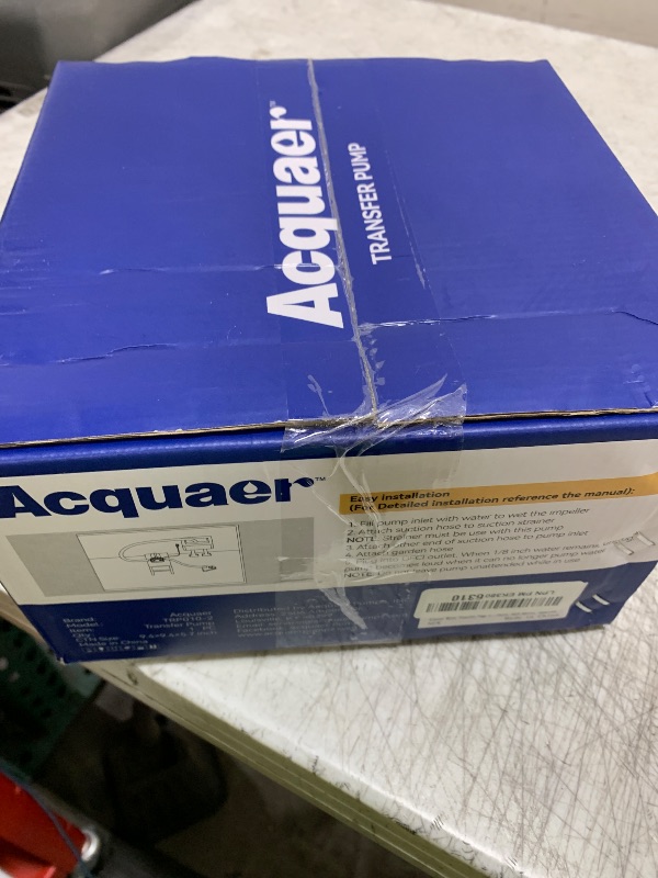 Photo 1 of Acquaer Portable Electric Utility Water Transfer Pump 115V 1/10 HP with Suction Hose Kit, Low Suction Water Removal for Water Beds, Pools, Rain Barrel, Aquariums