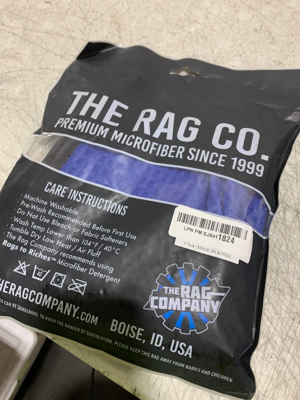 Photo 1 of The Rag Company - Dry Me A River - Professional Korean 70/30 Blend, Microfiber Waffle-Weave, Drying & Detailing Towels, Soft Suede Edges, 390gsm, 16in x 24in, Royal Blue (3-Pack)