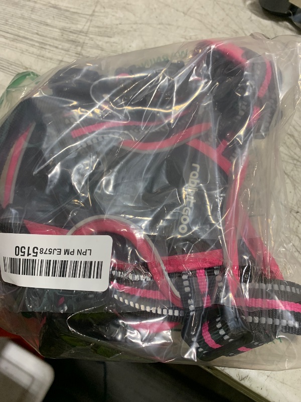 Photo 1 of rabbitgoo Dog Harness No Pull with 2 Leash Clips, Adjustable Soft Padded, Reflective Oxford No Choke Pet Vest with Easy Control Handle for Large Dogs, Black & Hot Pink, M