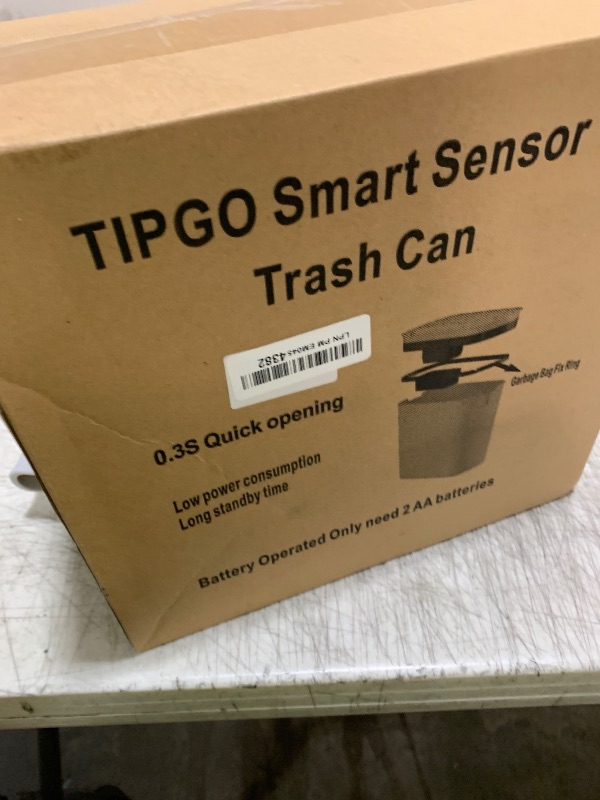 Photo 1 of TIPGO Automatic Motion Sensor Bathroom Trash Can with Lid, 2.6 Gallon Touchless Trash Bin, Smart Garbage Can Plastic Slim Wastebasket for Bedroom, Office, Dorm (White)