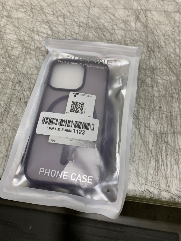 Photo 1 of SUPFINE Magnetic for iPhone 14 Pro Case (Compatible with MagSafe) (Military Grade Drop Protection) Translucent Matte Shockproof Phone Case, Dark Purple