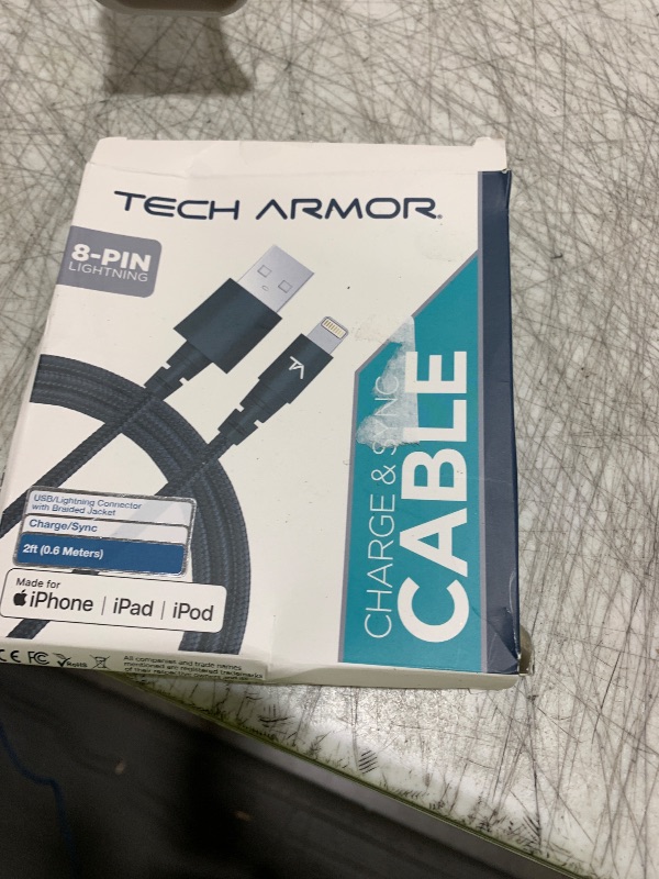 Photo 1 of Tech Armor Apple MFi Certified Lightning Cable to USB A - 2FT Space Grey - Tough-Braided Extra-Strong Jacket - Sync/Charge iPhone & iPad