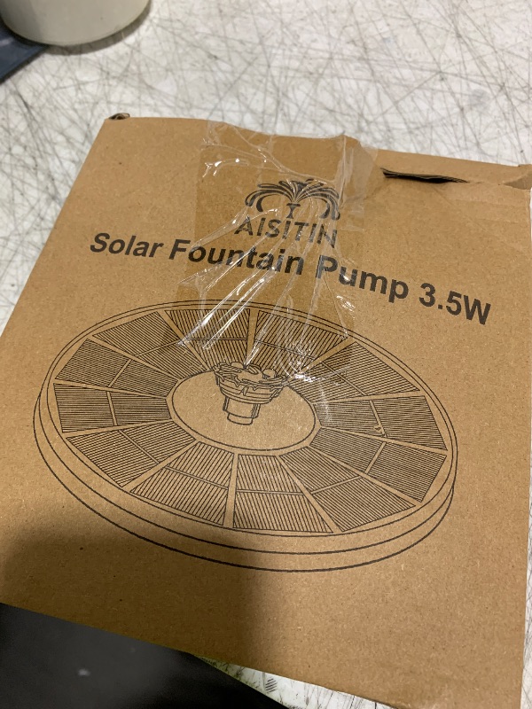 Photo 1 of AISITIN 3.5W Solar Bird Bath Fountain Upgraded 2025, Floating Solar Fountain Pump Built-in 1200mAh Battery with 9 Nozzles & 3 Integrated Bracket for Bird Bath, Garden, Pond, Water Feature and Outdoor