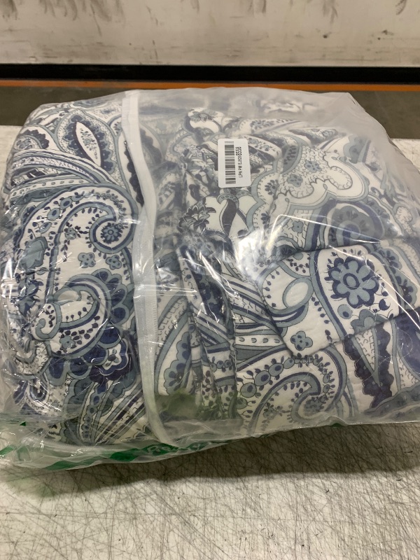 Photo 1 of Autumn Dream Cotton Bedspread Quilt Sets, 3 Pieces Reversible Comforter Coverlet Sets,Blue Floral Paisley Bedspread,King Size