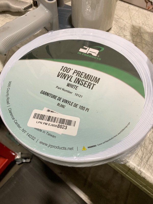 Photo 1 of JR Products 10121 Premium Vinyl Insert - White, 1" x 100'