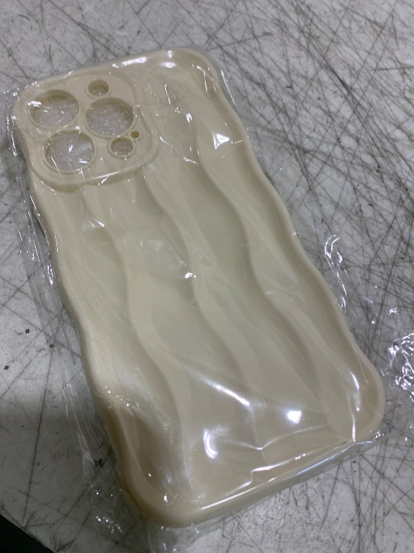 Photo 1 of XIZYO for iPhone 13 Pro Case 6.1 Inch Cute Wavy Curly Wave Aesthetic Water Ripple Pattern Soft Bumper Case for Women Girls Silicone Shockproof Protective Cover, Beige