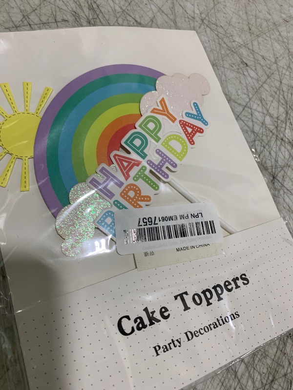 Photo 1 of Cyodoos Colorful Rainbow Cake Topper/Cake Flags/Cake Picks - Include Cute Cloud/Sun Kids Child Happy Birthday Baby Shower Party Baking Decoration