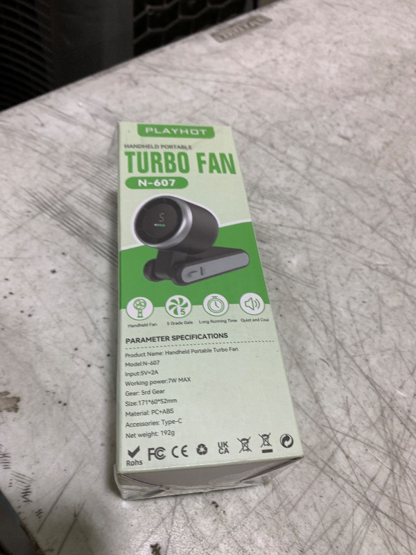 Photo 1 of PlayHot Portable Handheld Turbo Fan, 5 Gear Wind, Battery Operated, Up to 12 Working Hours, 3 IN 1 Hand Fan with Air Turbo Tech Cooling Fan for Outdoor Activities, Travel, Beach (Black)