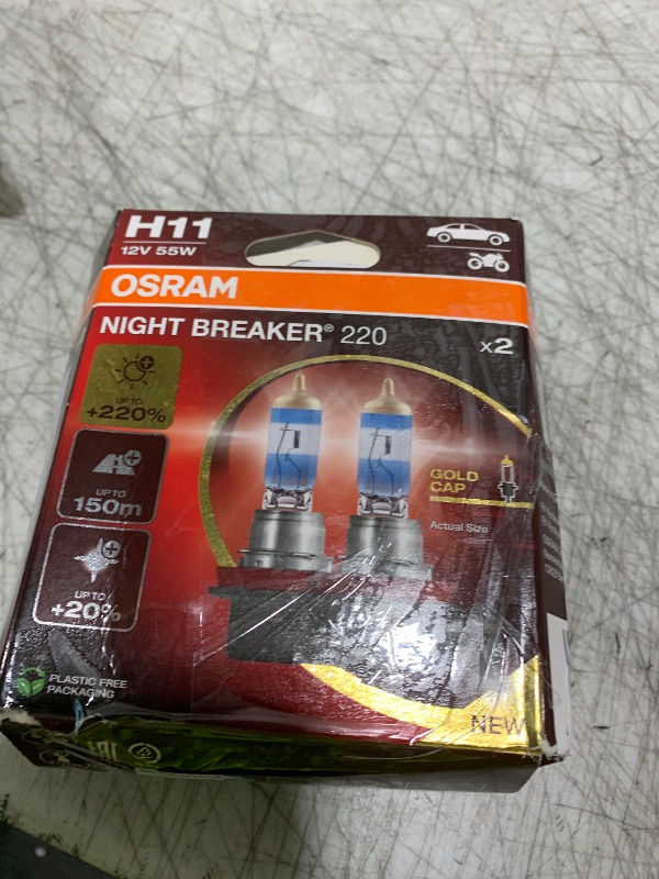 Photo 1 of OSRAM NIGHT BREAKER 220, H11, 220% Brighter Halogen Headlight Lamp, 64211NB220-2HB, Folding Box (2 Lamps)