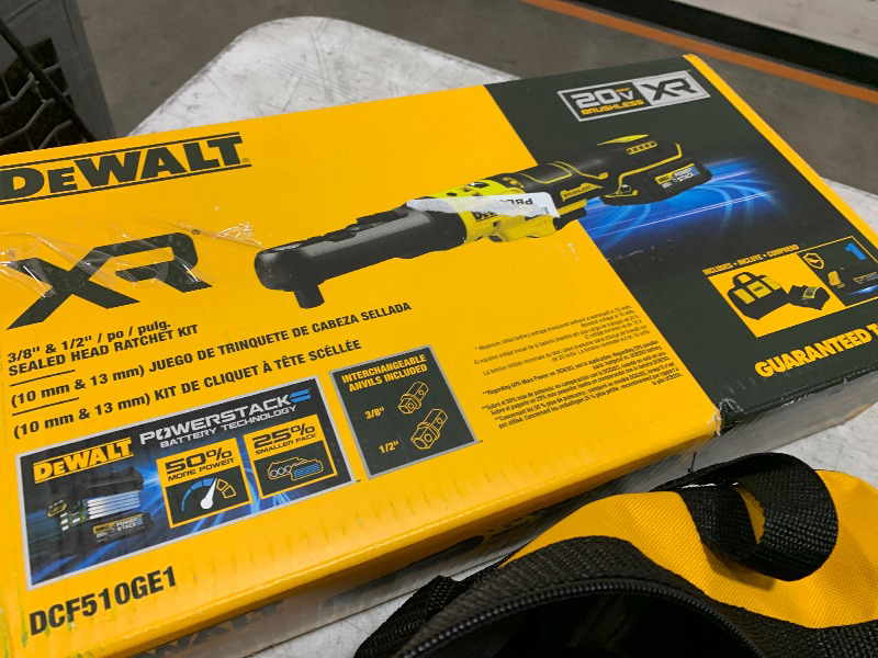 Photo 1 of DEWALT 20V MAX XR Cordless Ratchet Set, 3/8" and 1/2" Sealed Head Ratchet, Battery and Charger Included (DCF510GE1)
