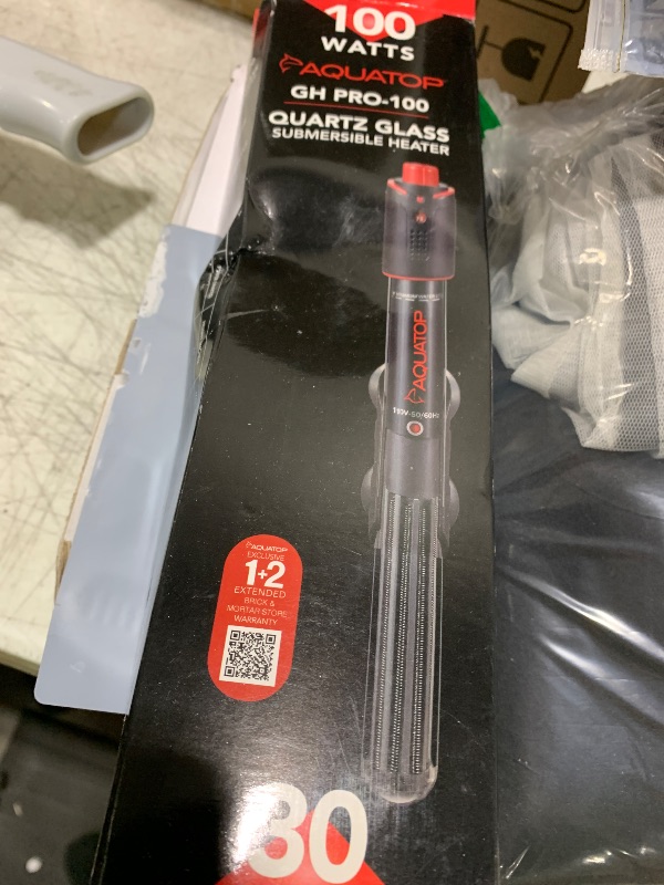 Photo 1 of Aquatop 100W GH PRO Submersible Quartz Aquarium Heater – Adjustable Temperature Control, Durable Quartz Glass, Ideal for Freshwater & Marine Fish Tanks Up to 30 Gallons, GHPRO-100W