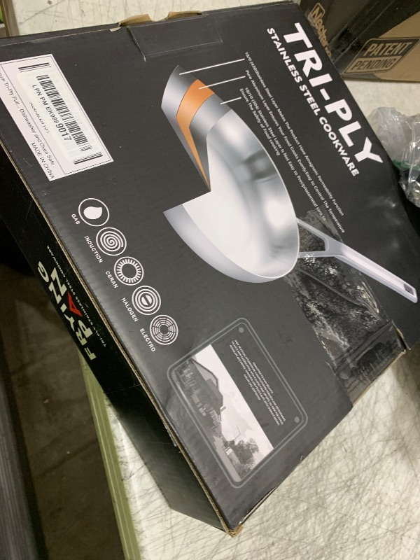 Photo 1 of Yeksum Tri-Ply Fully Bonded Stainless Steel 12Inch Frying Pan With Lid, Up to 600? Full Clad, Large Cooking Surface for Searing, Induction Ready, Dishwasher and Oven Safe