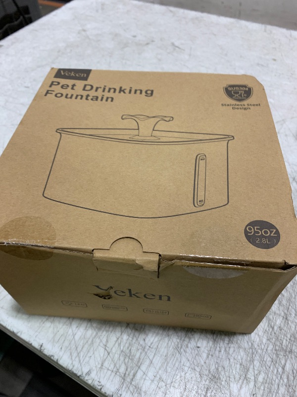 Photo 1 of Veken Innovation Award Winner Stainless Steel Cat Water Fountain, 95oz/2.8L Automatic Pet Fountain Dog Water Dispenser with Replacement Filters & Silicone Mat for Cats, Dogs, Multiple Pets (Silver)