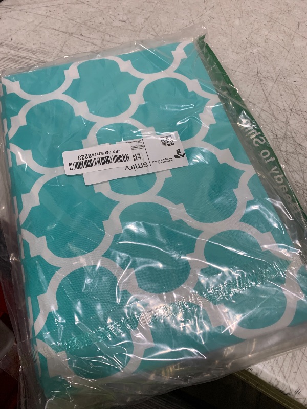 Photo 1 of Smiry Rectangle Picnic Table Cover, Waterproof Elastic Fitted Camping Tablecloths for 8 Foot Tables, Wipeable Flannel Backed Vinyl Tablecloth Protector for Indoor, Outdoor (Teal, 30x96 Inches)
