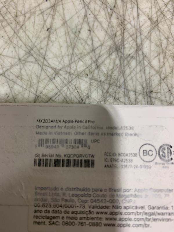 Photo 1 of Apple Pencil Pro: Latest Model - Device Compatibility Check Required - Pixel-Perfect Precision, Tilt and Pressure Sensitivity, Perfect for Note-Taking, Drawing, and Art. Charges and Pairs Magnetically
