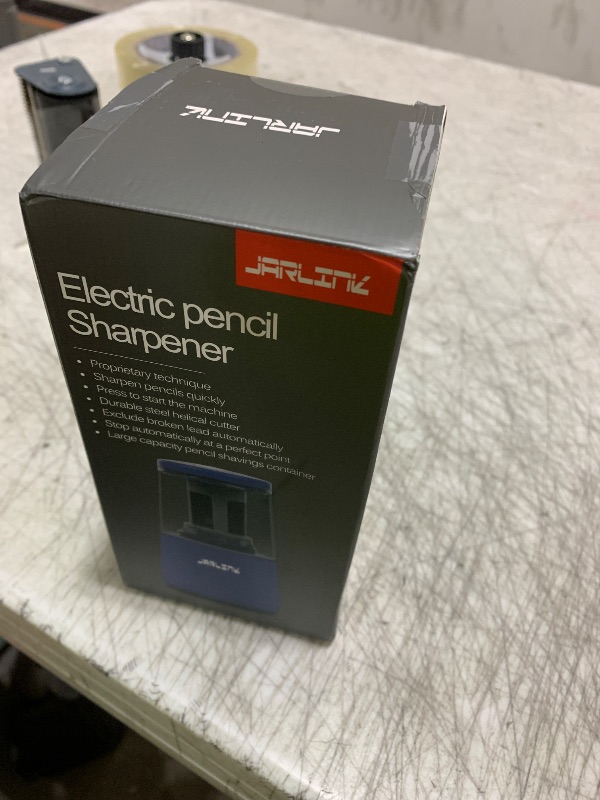 Photo 1 of JARLINK Electric Pencil Sharpener, Heavy-Duty Helical Blade to Fast Sharpen, Auto Stop for No.2/Colored Pencils(6-8mm), AC Adapter/Battery Operated in School Classroom/Office/Home (Blue)