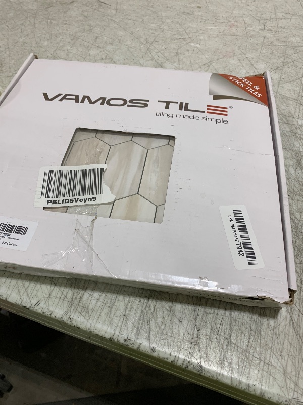 Photo 1 of Vamos Tile Long Hexagon Peel and Stick Backsplash Tile - 10 Sheets Stick on Backsplash for Kitchen and Bathroom 12.4 x 12 Inch Glossy Wood Grain PVC Self Adhesive Mosaic Wall Tiles