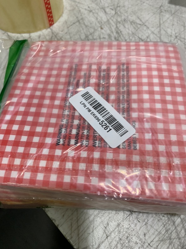 Photo 1 of Gatherfun Disposable Red and White Gingham Paper Napkins (Pack of 50)