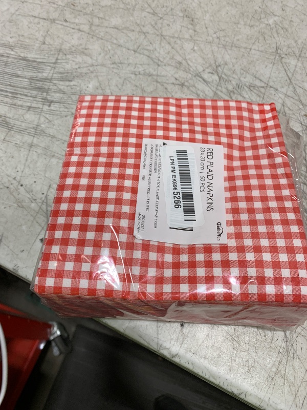 Photo 1 of Gatherfun Disposable Red and White Gingham Paper Napkins (Pack of 50)