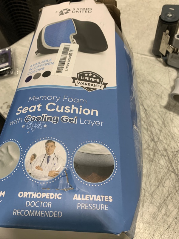 Photo 1 of 5 STARS UNITED Seat Cushion for Tailbone Pain Relief – Memory Foam Lifting Pillow for Coccyx, Hemorrhoid, Sciatica & Post-Surgery Recovery – Wheelchair, Car, Desk, Gaming & Office Chairs, Arctic Black