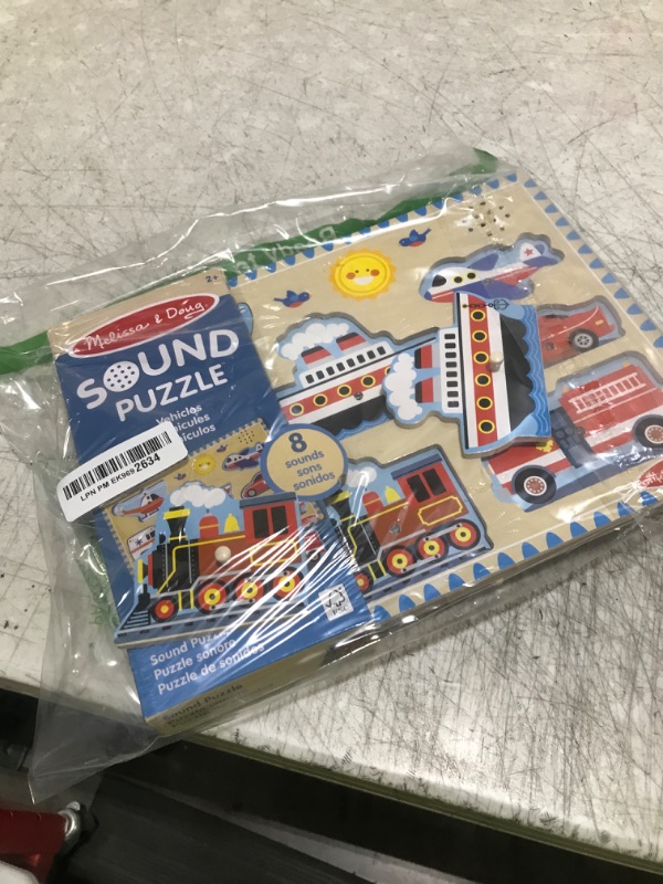 Photo 1 of Melissa & Doug Vehicles Sound Puzzle - Wooden Peg Puzzle with Sound Effects (8 pcs) - Sound Puzzles for Toddlers, Wooden Puzzles for Kids Ages 2+