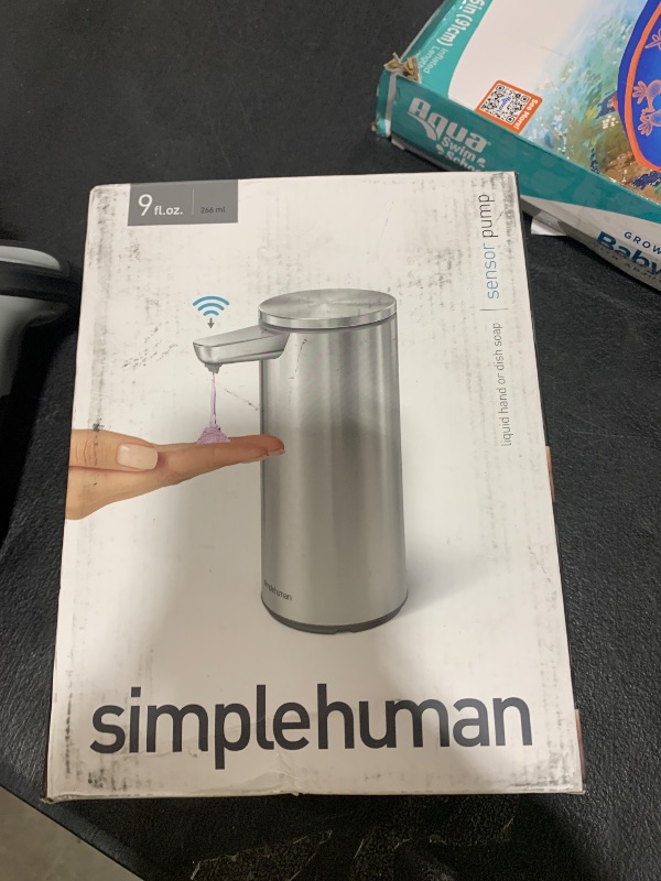 Photo 1 of simplehuman 9 oz. Touch-Free Automatic Rechargeable Sensor Pump, Brushed Stainless Steel, New