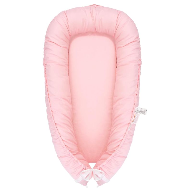 Photo 1 of Baby Lounger, Infant Nest Cover, Newborn Lounger Cover Co Sleeper for Baby 0-24 Months, 100% Cotton Breathable Cosleeper for Baby in Bed, Soft Baby Essentials Gifts, Machine Washable (Pink)