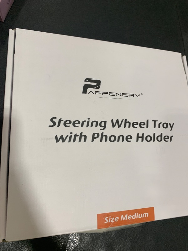 Photo 1 of Paffenery Large Car Steering Wheel Tray Back Seat Headrest Tray with Phone Holder, Steering Wheel Desk Food Table for Car Laptop Mount Steering Wheel for Compact to Medimum Car