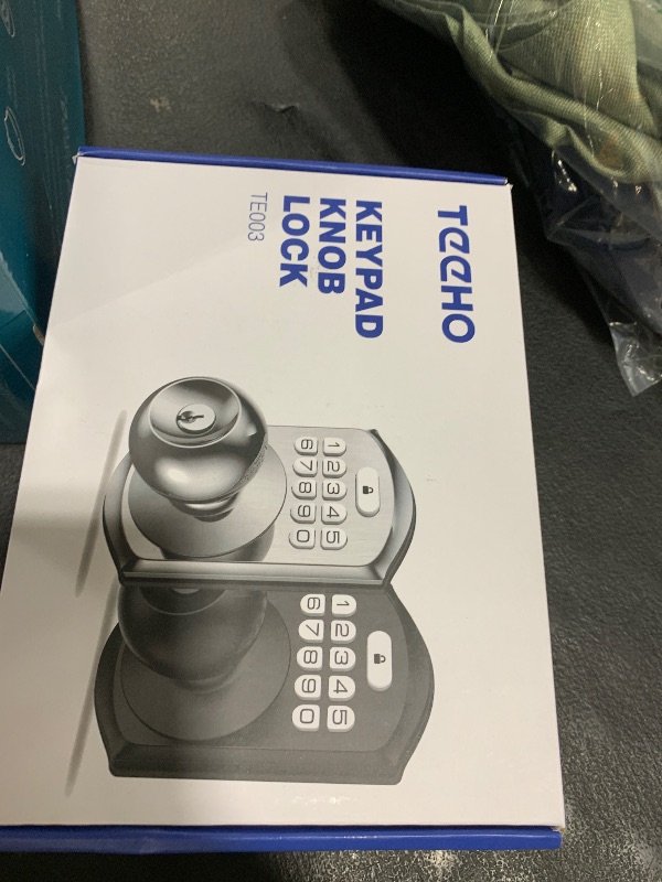 Photo 1 of TEEHO Keyless Entry Keypad Door Lock with Handle, Electronic Digital Smart Locks for Front Door, Easy to Install Keypad Deadbolt with Code for Bedroom, Anti-Peeping Password