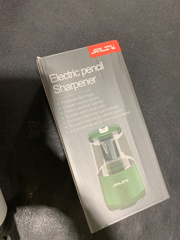 Photo 1 of JARLINK Electric Pencil Sharpener, Heavy-Duty Helical Blade to Fast Sharpen, Auto Stop for No.2/Colored Pencils(6-8mm), AC Adapter/Battery Operated in School Classroom/Office/Home (Green)
