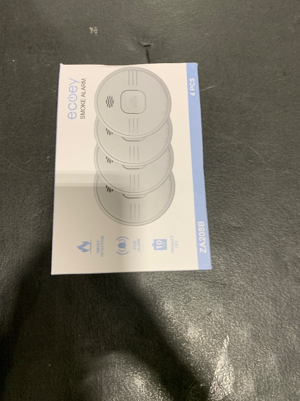 Photo 1 of Ecoey  Detector 10 Year Battery Operated with Photoelectric Sensor, Smoke Detectors with Silence Function & Low Battery Signal, Smoke Alarm for Home, Kitchen and Bedroom, Smoke Detectors 4 Pack