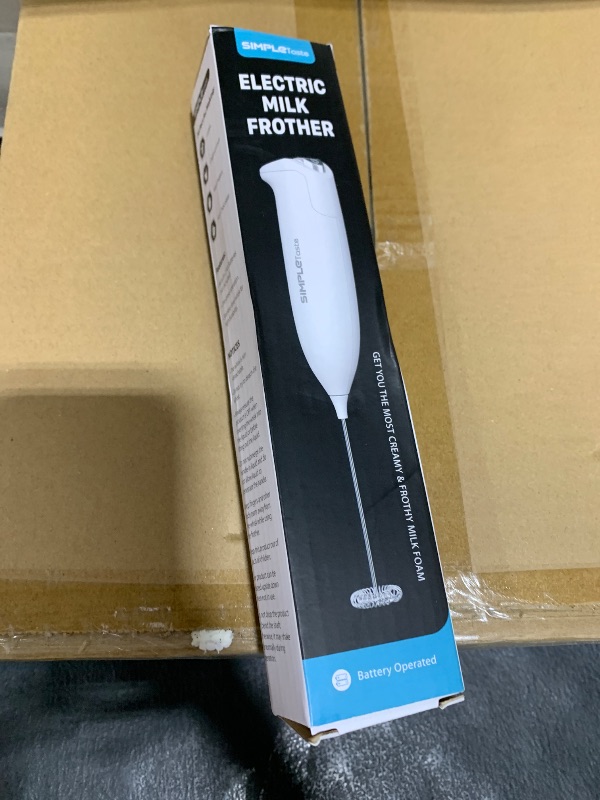 Photo 1 of SIMPLETaste Milk Frother Handheld Battery Operated Electric Foam Maker, White Drink Mixer with Stainless Steel Whisk for Cappuccino, Bulletproof Coffee, Latte