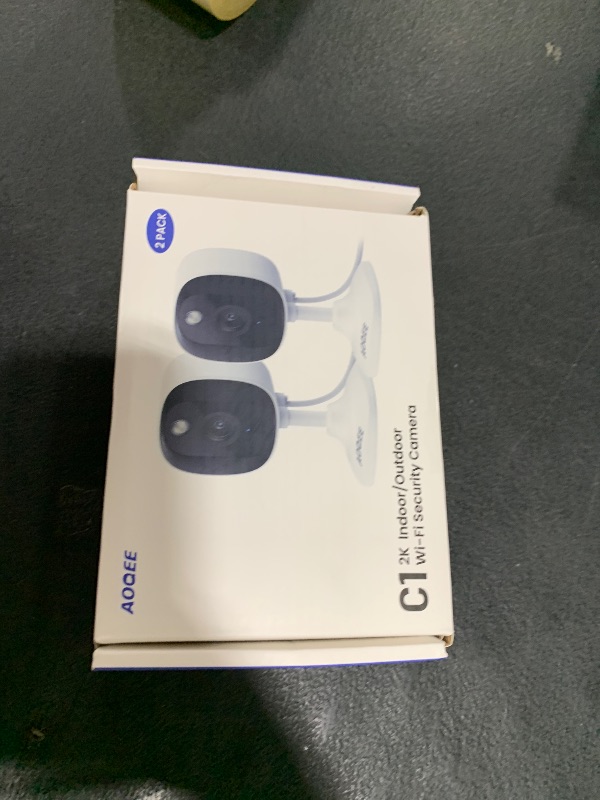 Photo 1 of AOQEE 2K Cameras for Home Security-Outdoor/Indoor Camera for Dog/Cat/Pet/Nanny/Baby, Color Night Vision, White Light, Siren, 24/7 SD Recordings, Works with Alexa/Google Home, C1-White-2P (2.4Ghz WiFi)