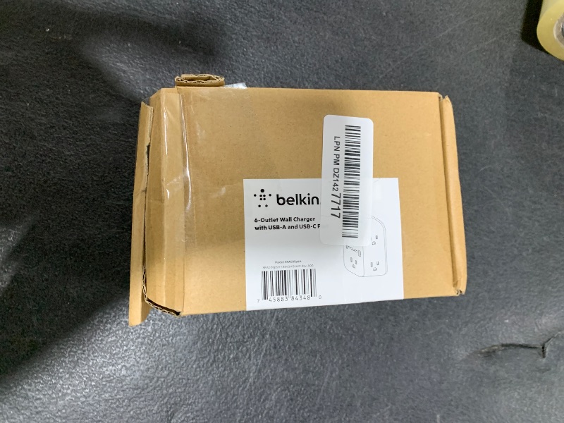 Photo 1 of Belkin 6-Outlet Surge Protector Power Strip, ETL-listed, Wall-Mountable w/ 6 AC Outlets, Overvoltage Protection, LED Indicator, USB-C & USB-A Ports w/ USB-C PD Fast Charge - 1,680 Joules of Protection