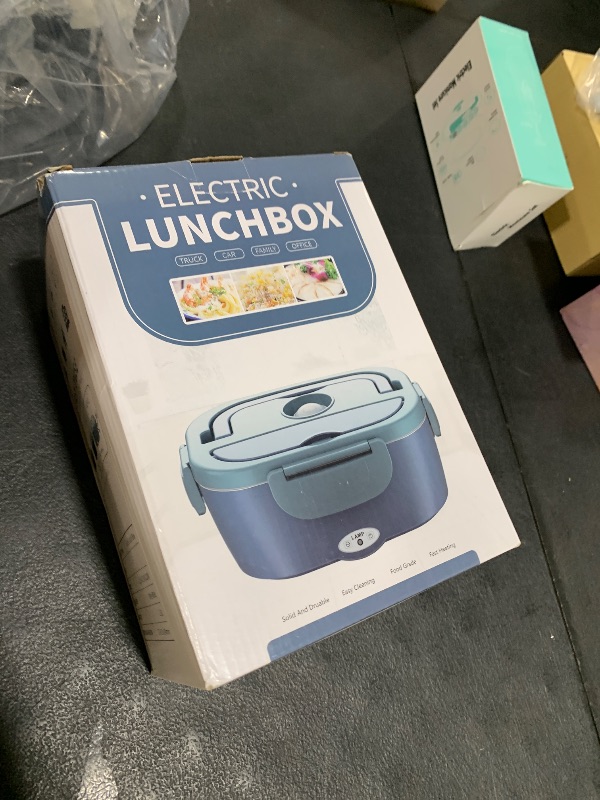 Photo 1 of Electric Lunch Box Food Heater, 60-80W Heated Lunch Box for Adults, 12V 24V 110V Portable Food Warmer LunchBox for Car Truck Work with 304 Stainless Steel Container, Driver Trucker Gifts for Dad