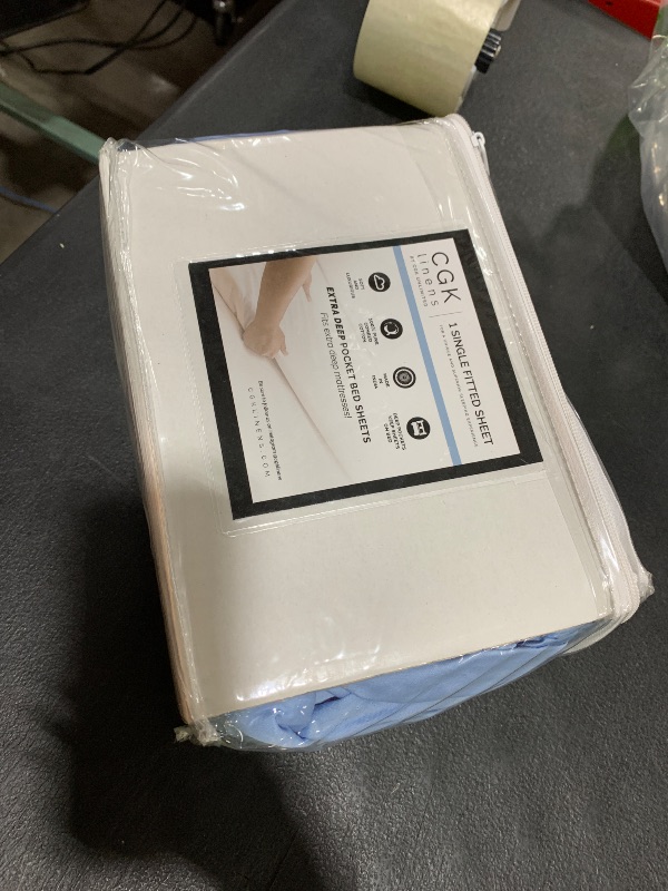 Photo 1 of Extra Deep Queen 400 Thread Count Cotton Fitted Sheet - Hotel Luxury Single Fitted Sheet Only - Easily Fits 18" to 24" Mattress - Soft, Wrinkle Free & Breathable & Comfy Extra Deep Pockets Light Blue