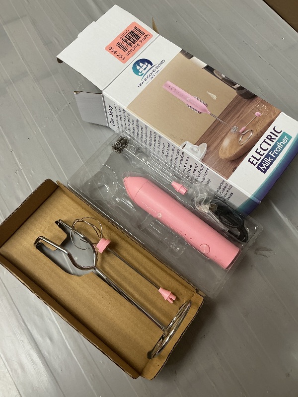 Photo 1 of Rechargeable Milk Frother Wand with Stand, Foam Maker with Stainless Whisk, 3-Speeds Electric Handheld Drink Mixer for Coffee, Cappuccino, Latte, Matcha, Hot Chocolate (Pink)