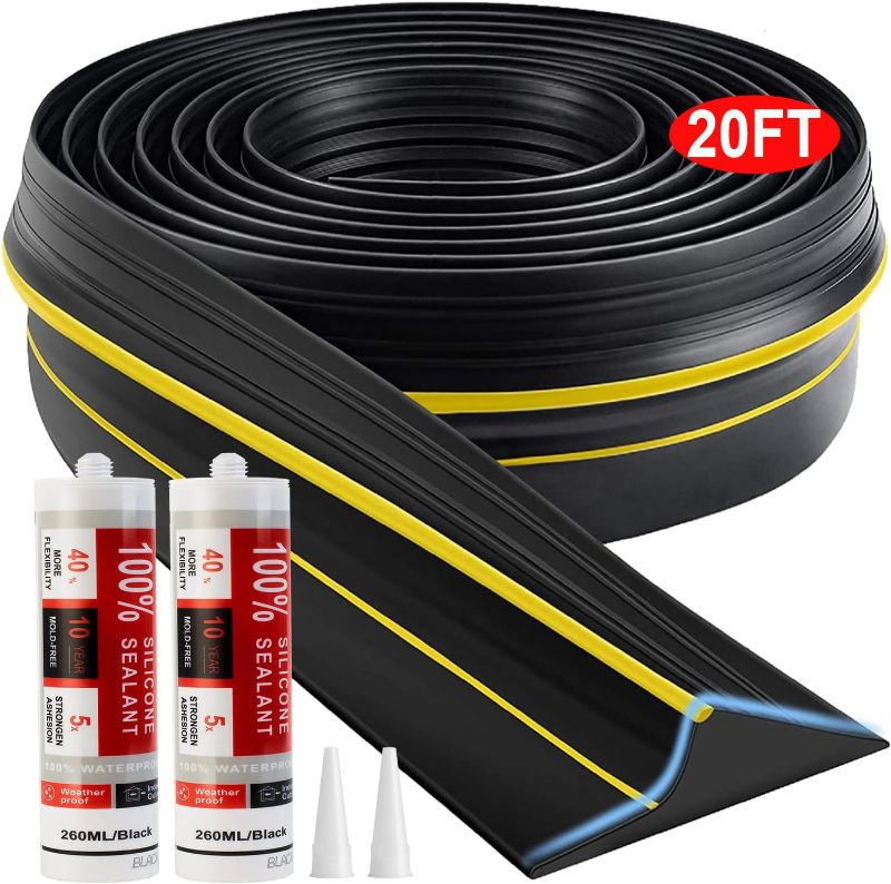 Photo 1 of  Universal Garage Door Threshold Seal Strip 20FT Kit, Bottom Waterproof Rubber Weather Stripping Replacement