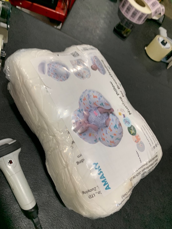 Photo 1 of Nursing Pillow, Breastfeeding Pillows, More Support for Mom and Baby, with Removable Cotton Cover and Colorful Animal Patterns, Machine Washable, Plus Size, White