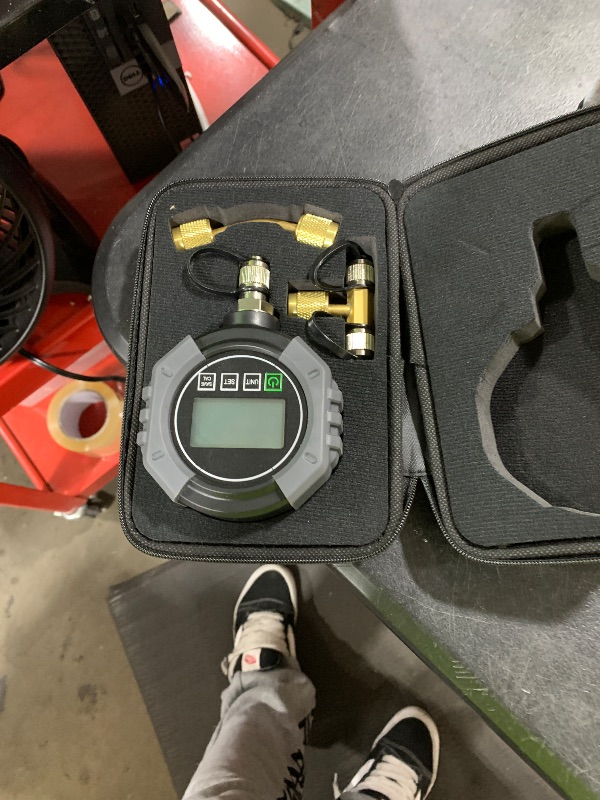 Photo 1 of Saysurey Digital Vacuum Gauge, 0-75000 ?m Hg HVAC Vacuum Pressure Meter with 7/16"-20UNF, HVAC Digital Vacuometro Tester Set with Buzzer Alarm, 1/4" SAE Extension Connector Fitting,Brass Adapter